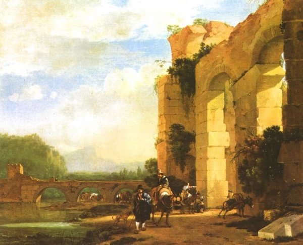 Italian Landscape with the Ruins of a Roman Bridge