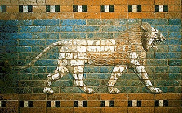 Babylonian molded relief lion